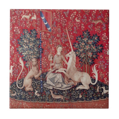 Lady and Unicorn Medieval Tapestry Sight Ceramic Tile