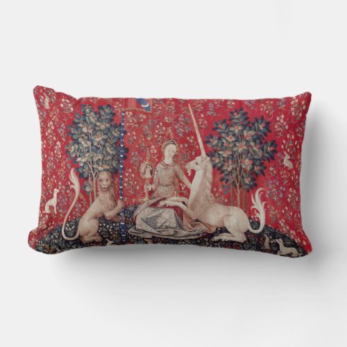 Lady and Unicorn Medieval Tapestry Sight Lumbar Pillow