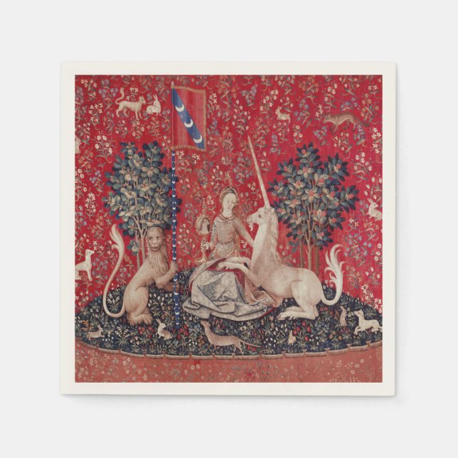 Lady and Unicorn Medieval Tapestry Sight Napkins (Front)