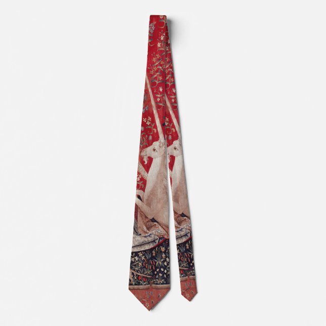 Lady and Unicorn Medieval Tapestry Sight Neck Tie (Front)