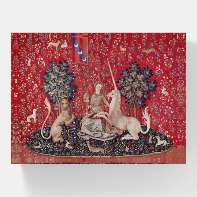 Lady and Unicorn Medieval Tapestry Sight Paperweight (Front)