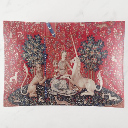 Lady and Unicorn Medieval Tapestry Sight Trinket Tray
