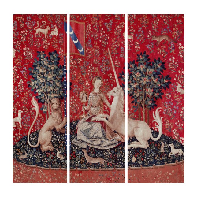 Lady and Unicorn Medieval Tapestry Sight Triptych (Front)
