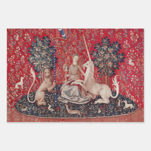 Lady and Unicorn Medieval Tapestry Sight Wrapping Paper Sheets