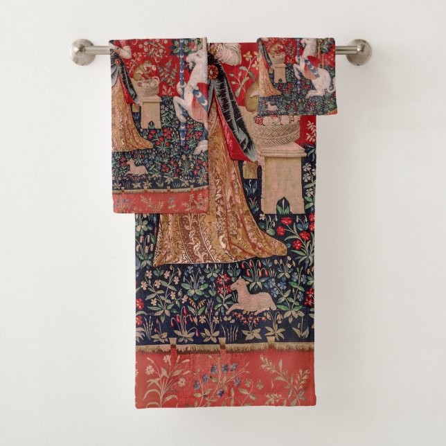 Lady and Unicorn Medieval Tapestry Smell Bath Towel Set (Insitu)
