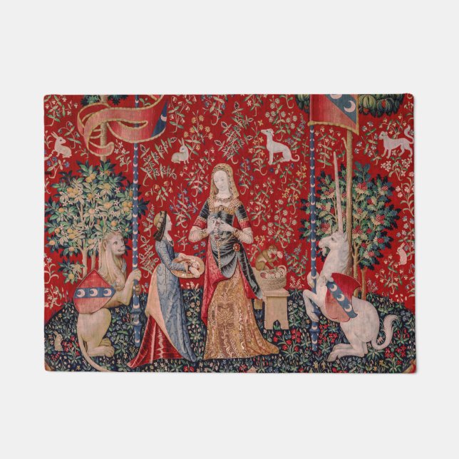 Lady and Unicorn Medieval Tapestry Smell Doormat (Front)