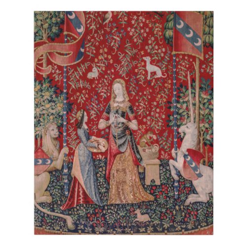 Lady and Unicorn Medieval Tapestry Smell Faux Canvas Print