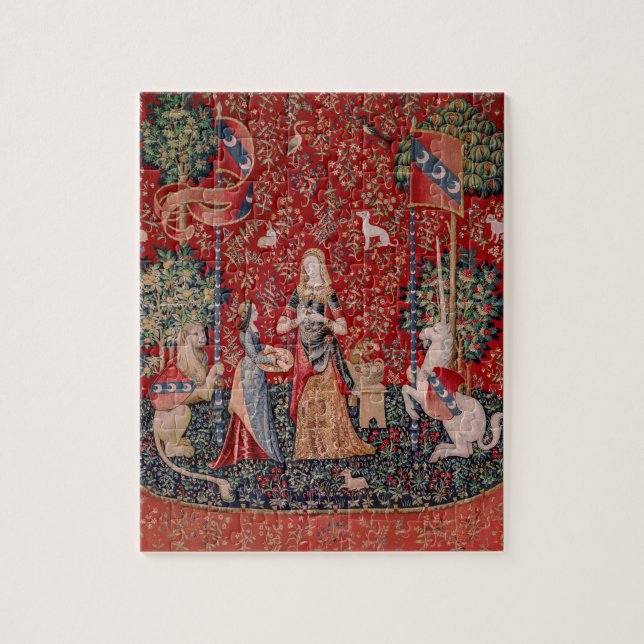 Lady and Unicorn Medieval Tapestry Smell Jigsaw Puzzle (Vertical)