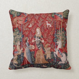 Lady and Unicorn Medieval Tapestry Smell Throw Pillow