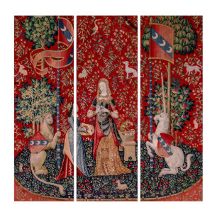 Lady and Unicorn Medieval Tapestry Smell Triptych