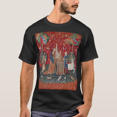 Lady and Unicorn Medieval Tapestry T_Shirt