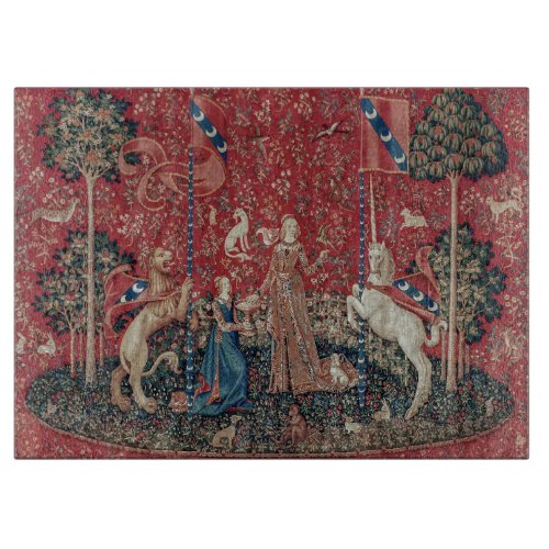 Lady and Unicorn Medieval Tapestry Taste Cutting Board