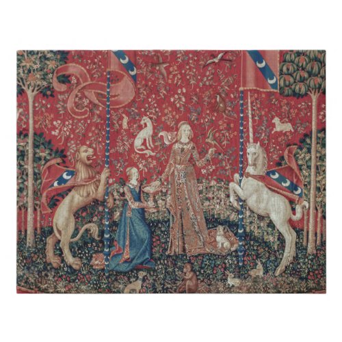 Lady and Unicorn Medieval Tapestry Taste Faux Canvas Print