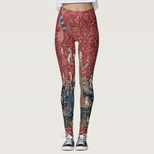 Lady and Unicorn Medieval Tapestry Taste Leggings