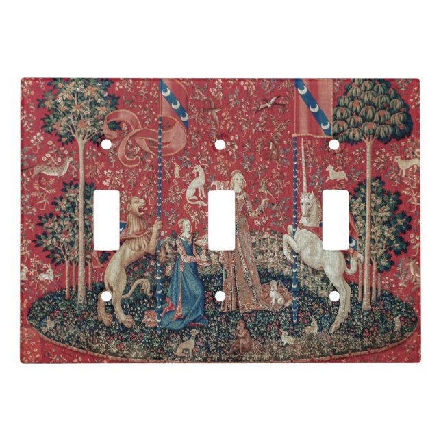 Lady and Unicorn Medieval Tapestry Taste Light Switch Cover (Front)