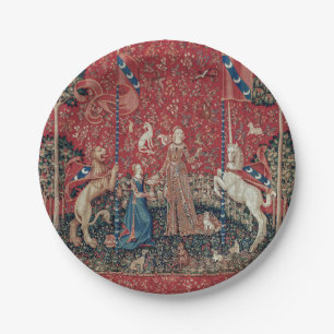 Lady and Unicorn Medieval Tapestry Taste Paper Plates