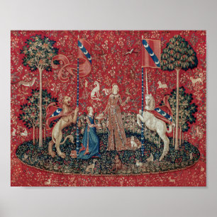 Lady and Unicorn Medieval Tapestry Taste Poster