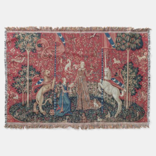 Lady and Unicorn Medieval Tapestry Taste Throw Blanket