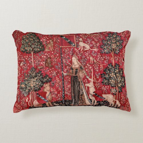 Lady and Unicorn Medieval Tapestry Touch Accent Pillow