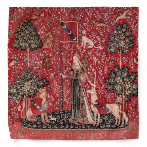 Lady and Unicorn Medieval Tapestry Touch Bandana