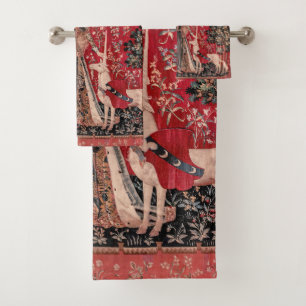 Lady and Unicorn Medieval Tapestry Touch Bath Towel Set