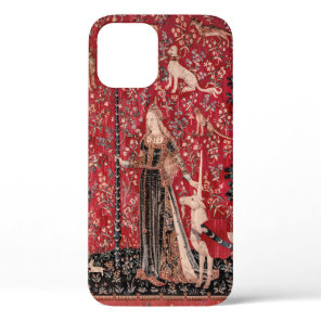 Lady and Unicorn Medieval Tapestry Touch iPhone 12 Case