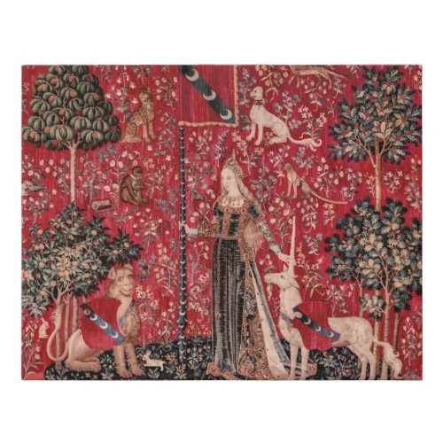 Lady and Unicorn Medieval Tapestry Touch Faux Canvas Print