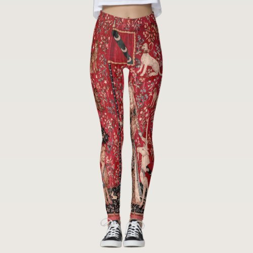 Lady and Unicorn Medieval Tapestry Touch Leggings