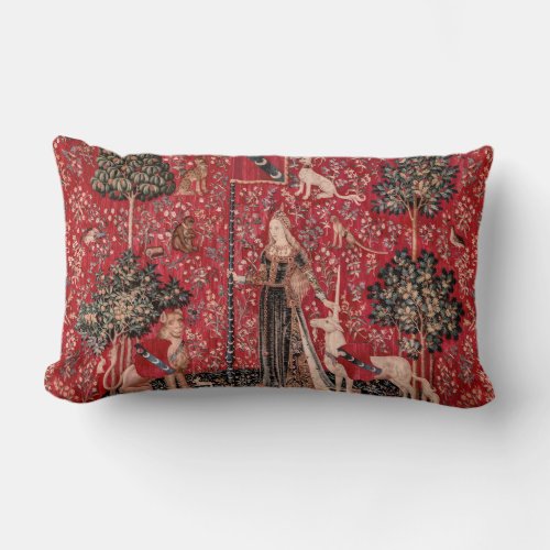 Lady and Unicorn Medieval Tapestry Touch Lumbar Pillow