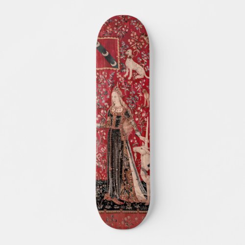 Lady and Unicorn Medieval Tapestry Touch Skateboard
