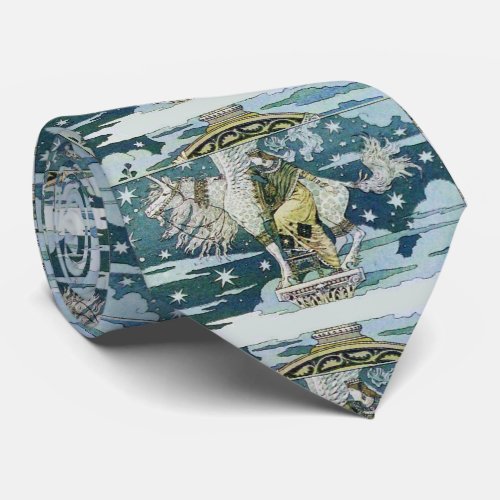 LADY AND UNICORN PEGASUS IN BLUE STARRY SKY NECK TIE