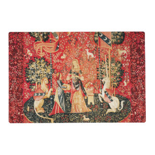 LADY AND UNICORN Smell, Lion,Flowers,Animals Placemat