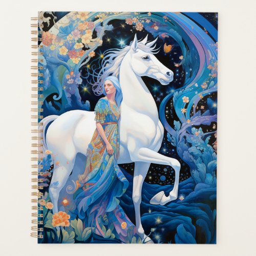 Lady and White Horse Fantasy Art Planner