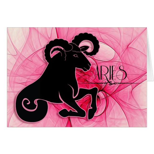 Lady Aries Zodiac Blank with Inside Art Cards (Front Horizontal)
