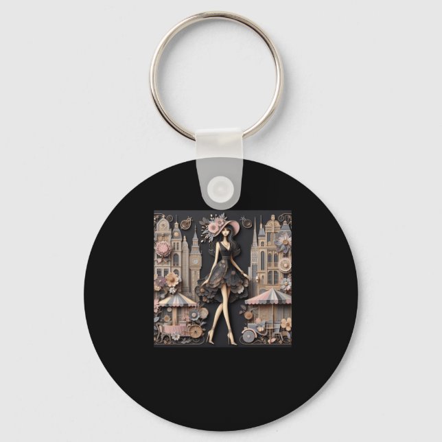 Lady Art # 2 Sticker  Keychain (Front)