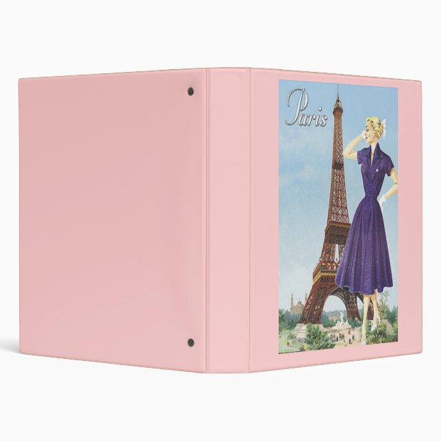 Lady at the Eiffel Tower 3 Ring Binder (Background)
