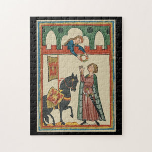 Lady Awarding Knight A Garland, 14th Century Jigsaw Puzzle