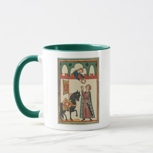 Lady Awarding Knight A Garland 14th Century Mug