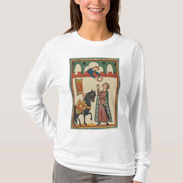 Lady Awarding Knight A Garland, 14th Century T-Shirt (Front)