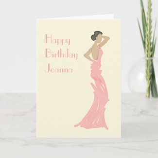 Lady strapless dress birthday greetings card | Zazzle