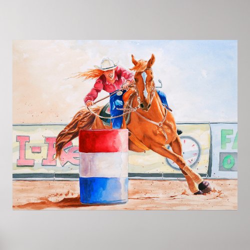 Lady Barrel Racer Western Contesting Poster