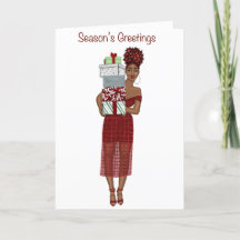 Lady bearing gifts for Christmas