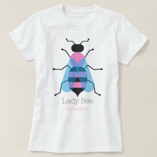 Lady Bee Cute Girly Fun Black Blue Pink Glitter T-Shirt