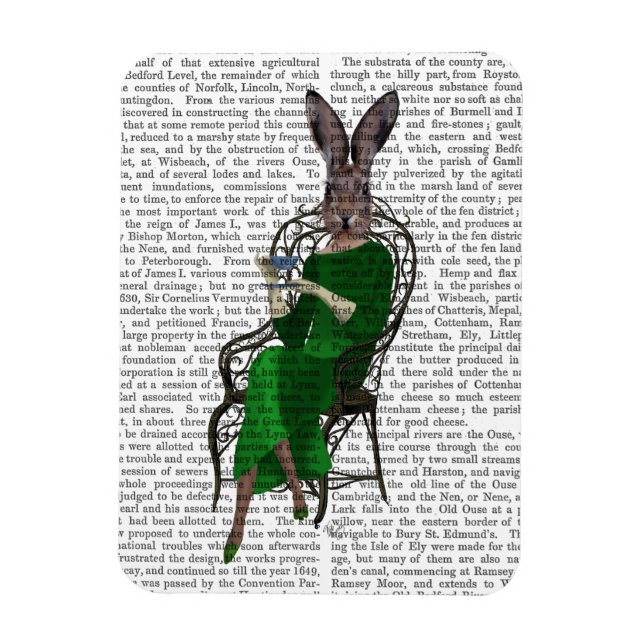 Lady Bella Rabbit Taking Tea 2 Magnet (Vertical)