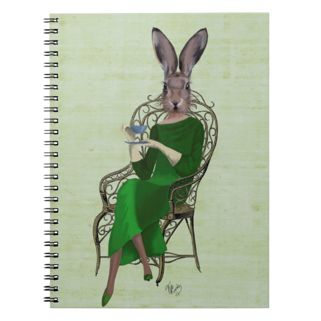 Lady Bella Rabbit Taking Tea 3 Notebook (Front)
