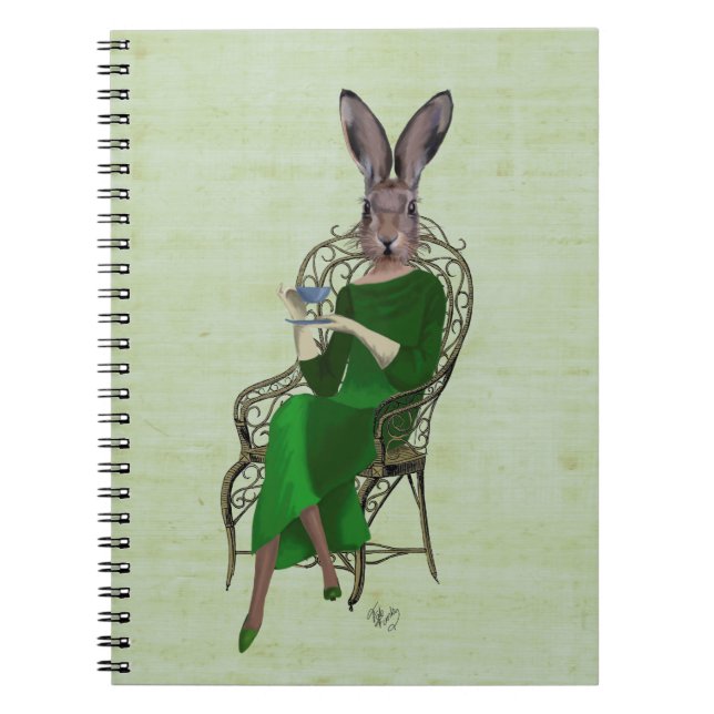 Lady Bella Rabbit Taking Tea 4 Notebook (Front)