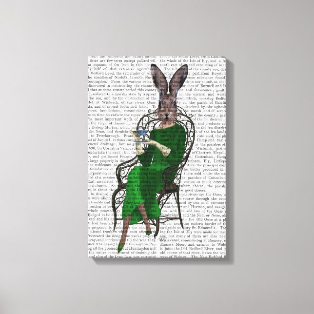 Lady Bella Rabbit Taking Tea Canvas Print (Front)