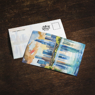 Lady Bird Lake Austin Texas Watercolor Postcard