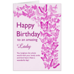 Lady Birthday Butterflies Cards