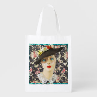 Lady Blue Eyes 1932 Vintage Fashion Reusable Groce Grocery Bag
